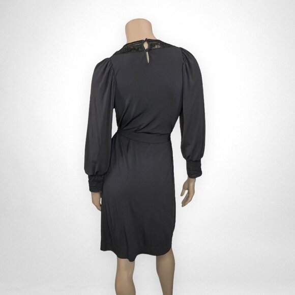 BCBGMAXAZRIA XS Long Sleeve Black Dress Goth Emo Whimsigoth - Picture 3 of 11